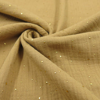 Musselin - Sand mit feinen goldenen Punkten Stoffrestposten