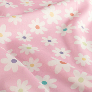 Baumwollstoff Popeline – Grosse Margeriten auf Rosa