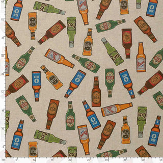 Canvas Stoff – Bierflaschen im Retro-Look
