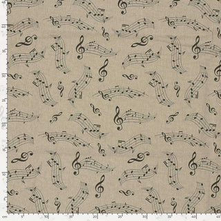 Canvas Stoff – Notenmuster auf Naturbeige