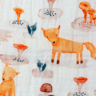 Musselin Stoff Füchse Wald Kinderstoff Baumwolle