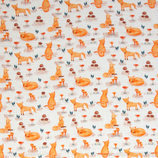 Musselin Stoff Füchse Wald Kinderstoff Baumwolle