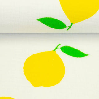 Musselin Stoff Sommer Zitronen Double Gauze