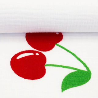 Musselin Stoff Kirsch Motiv Double Gauze