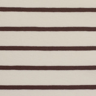 Baumwolljersey Stoff - Streifen in Creme/Schokobraun