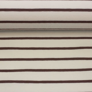 Baumwolljersey Stoff - Streifen in Creme/Schokobraun