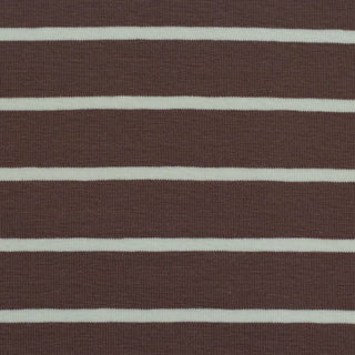 Baumwolljersey Stoff - Streifen in Taupebraun/Creme