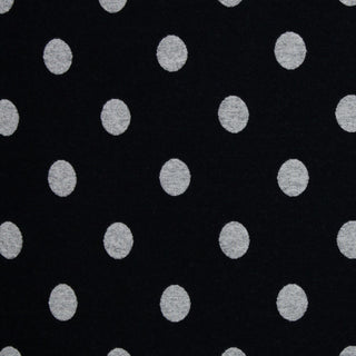 Jacquard Jersey Stoff – Grosse Punkte in Naturweiss auf Schwarz