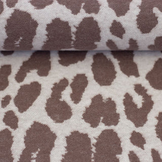 Jacquard Jersey Stoff – Leopardenmuster in Mocca auf Naturweiss – Ansicht 2