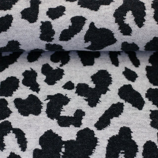 Jacquard Jersey Stoff – Leopardenmuster in Schwarz auf Naturweiss