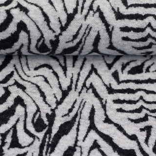 Jacquard Jersey Stoff – Zebramuster in Schwarz auf Naturweiss