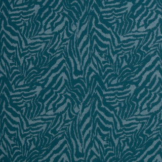 Jacquard Jersey Stoff – Zebramuster in Rauchblau auf Petrol