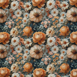 Oxford Stoff von Sarah Mariam - Blumen Apricot