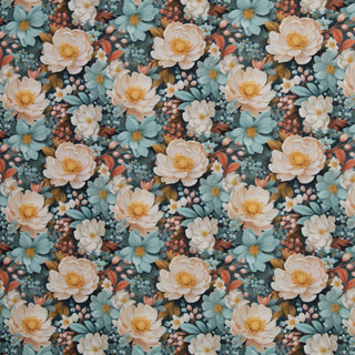 Oxford Stoff von Sarah Mariam - Blumen Hellblau Gelb