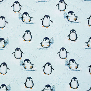 French Terry Stoff - Pinguine in Weiss