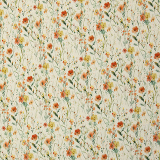 Baumwoll Rippjersey Stoff - Wildblumenwiese in Creme