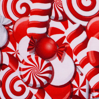 French Terry Stoff angeraut – Zuckerstangen und Bonbons in Rot-Weiss – Ansicht 4