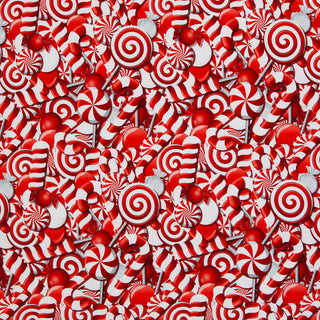 French Terry Stoff angeraut – Zuckerstangen und Bonbons in Rot-Weiss – Ansicht 5