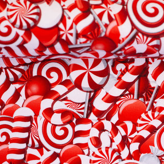 French Terry Stoff angeraut – Zuckerstangen und Bonbons in Rot-Weiss