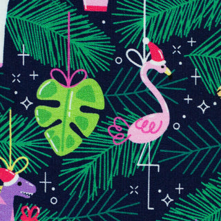 French Terry Stoff angeraut – Bunter Weihnachtsschmuck mit Einhorn und Flamingo – Ansicht 4