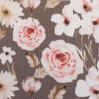 Waffeljersey Stoff - Rosenblüten in Taupe