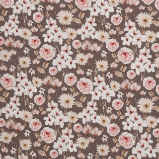 Waffeljersey Stoff - Rosenblüten in Taupe