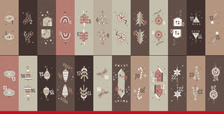 Baumwollstoff Panel – Adventskalender mit 24 Säckchen in Altrosa & Taupe – Ansicht 2
