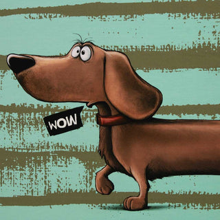 French Terry Stoff - Panel „Cheeky Animals – Dachshund Berny“ in Mint by Torsten Berger