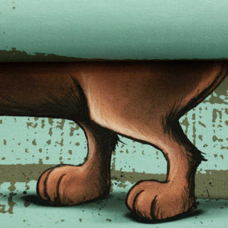 French Terry Stoff - Panel „Cheeky Animals – Dachshund Berny“ in Mint by Torsten Berger