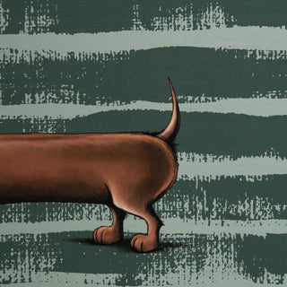 French Terry Stoff - Panel „Cheeky Animals – Dachshund Berny“ in Dunkelmint by Torsten Berger 