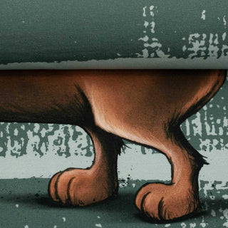 French Terry Stoff - Panel „Cheeky Animals – Dachshund Berny“ in Dunkelmint by Torsten Berger 