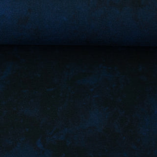 French Terry Stoff - Moolight Batik-Optik in Nachtblau