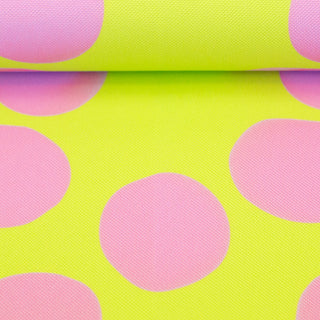 Oxford Stoff - Grosse Punkte in Limette/Pink