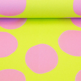 Oxford Stoff - Grosse Punkte in Limette/Pink