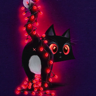 Sweat Panel - Meowy Xmas Katze in Aubergine