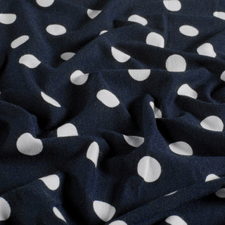 Viskose Jersey Stoff Weisse Punkte auf Marineblau