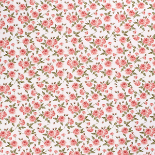 Baumwollstoff Popeline Rosen auf Weiss – Stoff im Detail