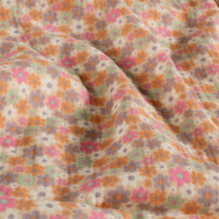Musselin Stoff – Mille-Fleurs Blümchen in Rosa und Orange