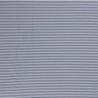 Baumwolljersey Stoff - 5mm Streifen in Jeansblau Weiss