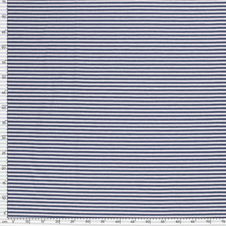 Baumwolljersey Stoff - 5mm Streifen in Jeansblau Weiss