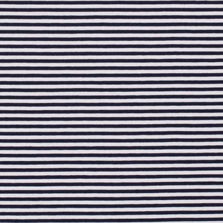 Baumwolljersey Stoff - 5mm Streifen in Marineblau Weiss