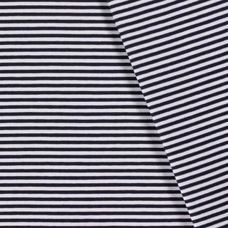Baumwolljersey Stoff - 5mm Streifen in Marineblau Weiss