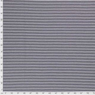 Baumwolljersey Stoff - 5mm Streifen in Marineblau Weiss