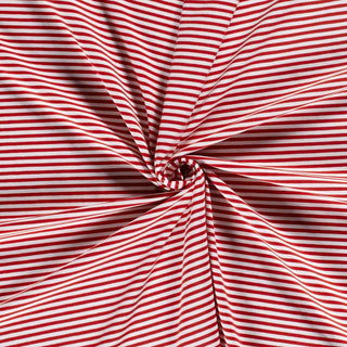 Baumwolljersey Stoff - 5mm Streifen in Rot Weiss