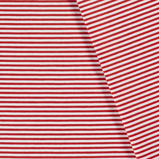 Baumwolljersey Stoff - 5mm Streifen in Rot Weiss