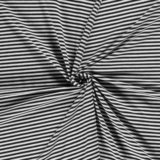 Baumwolljersey Stoff - 5mm Streifen schwarz weiss