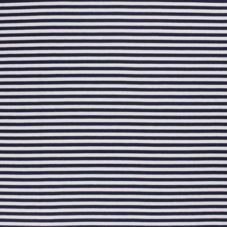 Baumwolljersey Stoff - 1cm Streifen in Marineblau Weiss