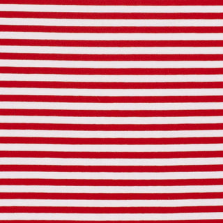 Baumwolljersey Stoff - 1cm Streifen in Rot Weiss