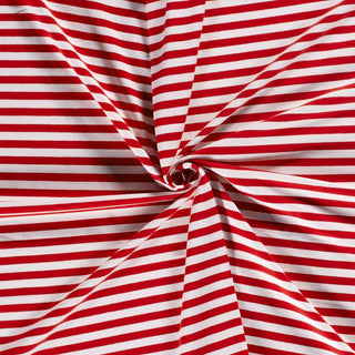 Baumwolljersey Stoff - 1cm Streifen in Rot Weiss
