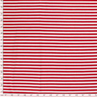 Baumwolljersey Stoff - 1cm Streifen in Rot Weiss